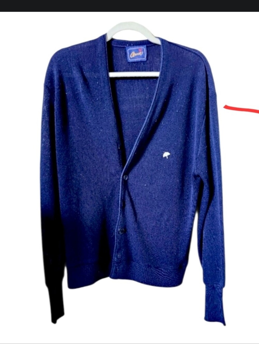 Vintage Arnie Arnold Palmer Navy Blue Cardigan Sweater Thin Knit L